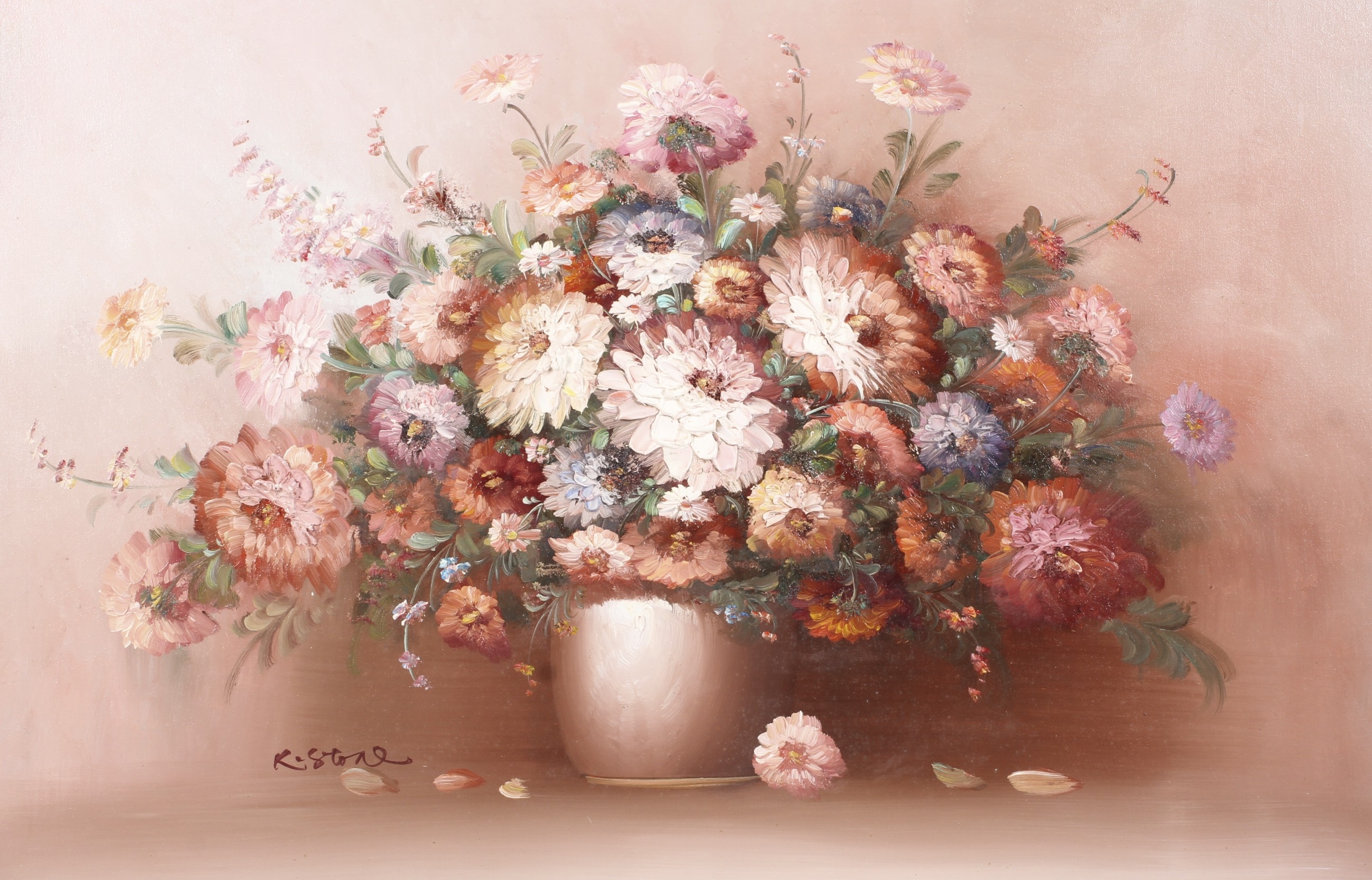 R. Stone | R Stone 20th-21st century Oil on canvas Still life of ...