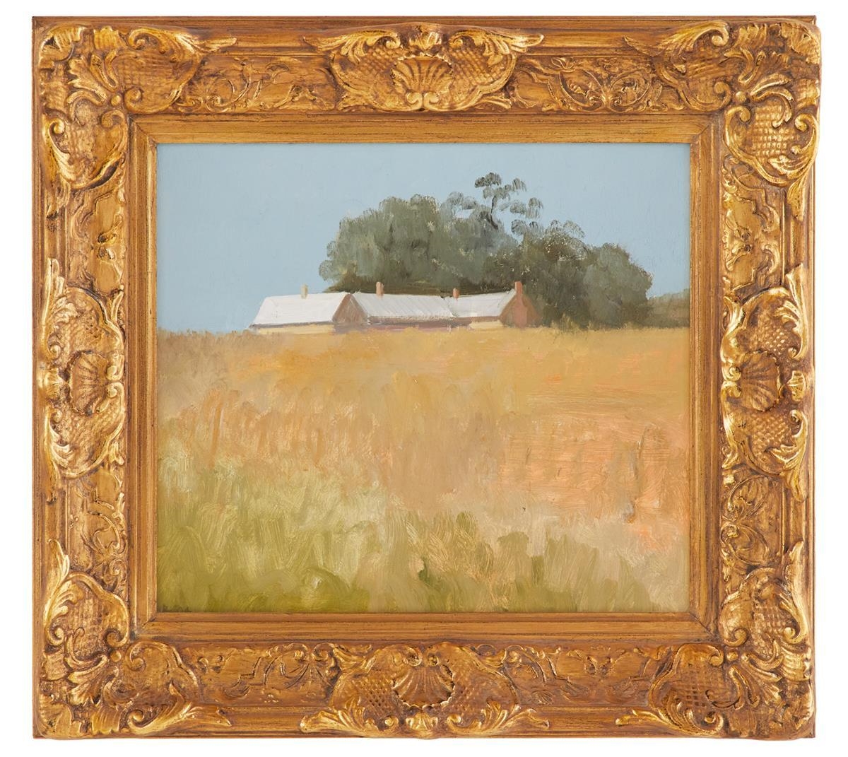 Artwork by Edward Rice, "Farm House", 2004, Made of oil on board