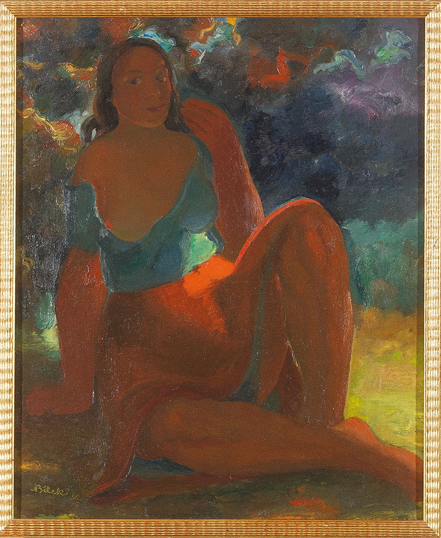 Artwork by Alois Bílek, Akt im Grünen, Made of oil/canvas