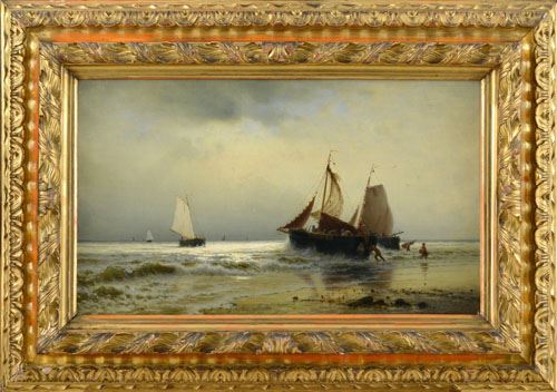 Marina con barche e figure by Luigi Steffani