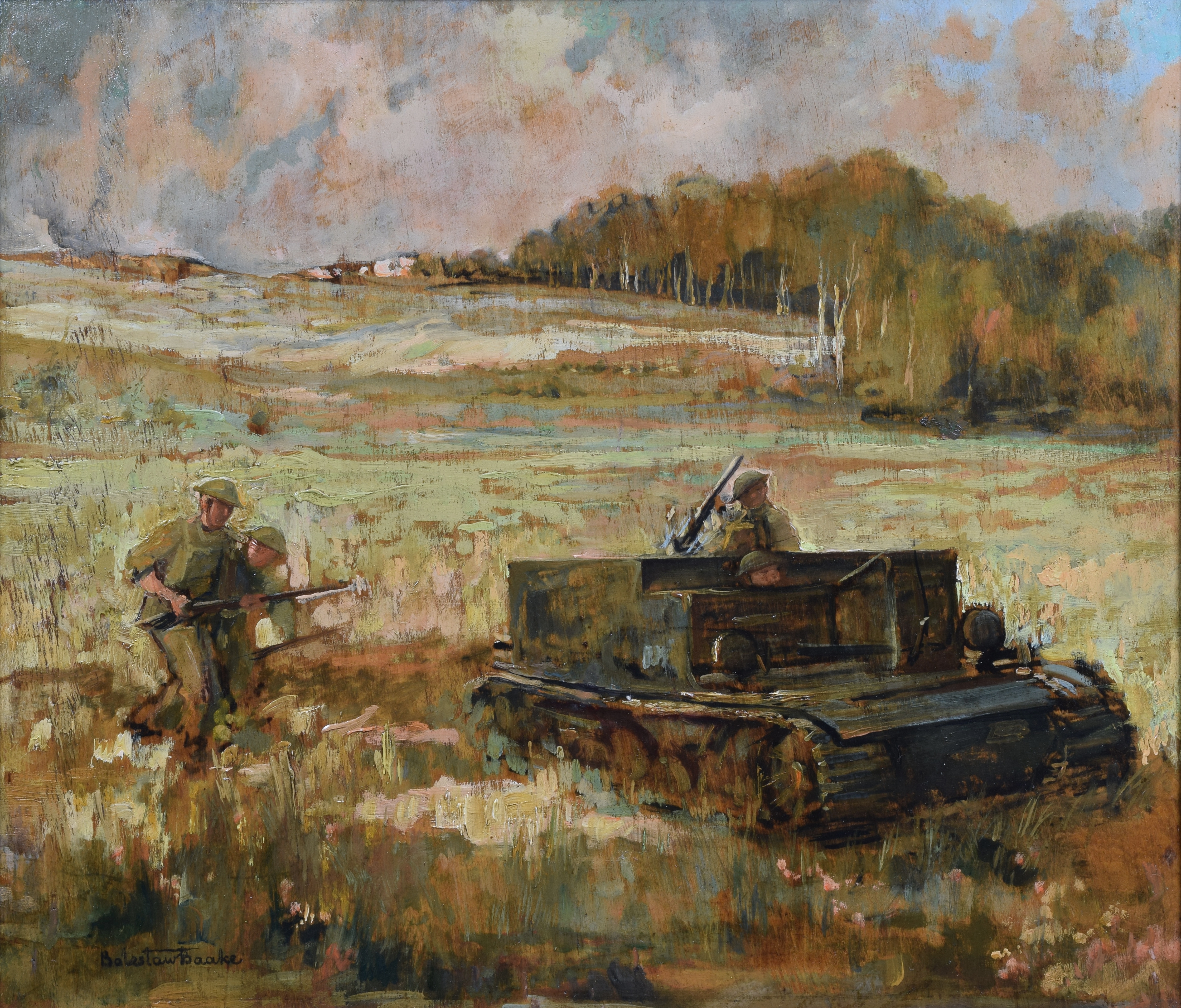 Artwork by Boleslaw Baake, 2 Korpus Polski, Made of oil, plywood