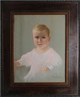 (1869-1944). "Retrato de bebé"; pastel firmado. Se presenta con marco isabelino. Medidas : 48 x 36 cm. Medidas marco : 70 x 58 cm. - Carlos Vázquez