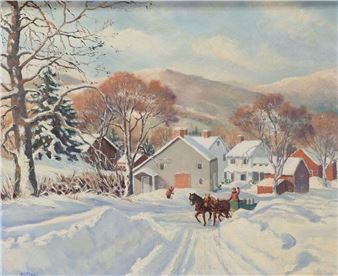 Edith Vail Oil on Board Winter Morning - Edith Vail