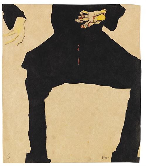 Studie eines sitzenden Mannes (Max Oppenheimer) by Egon Schiele, 1910