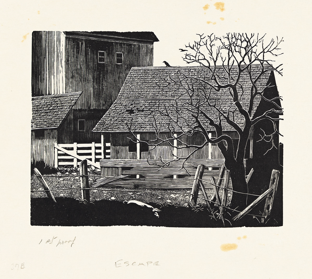 Grace Arnold Albee | Three Wood Engravings of Rural Subjects: Unsigned ...