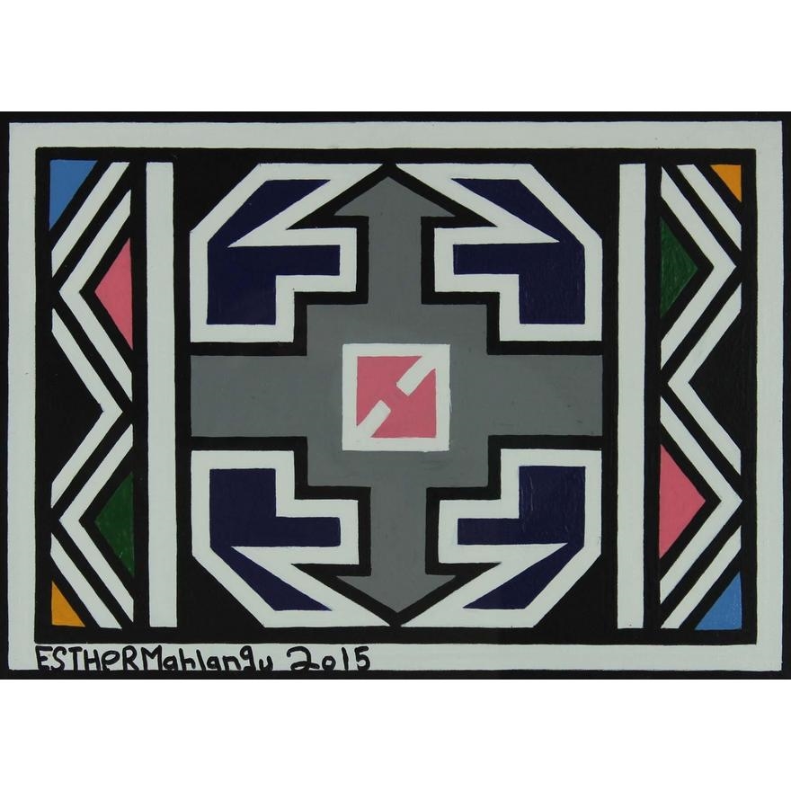 Artwork by Esther Mahlangu, NDEBELE PATTERN, Made of Acrylic on Canvas