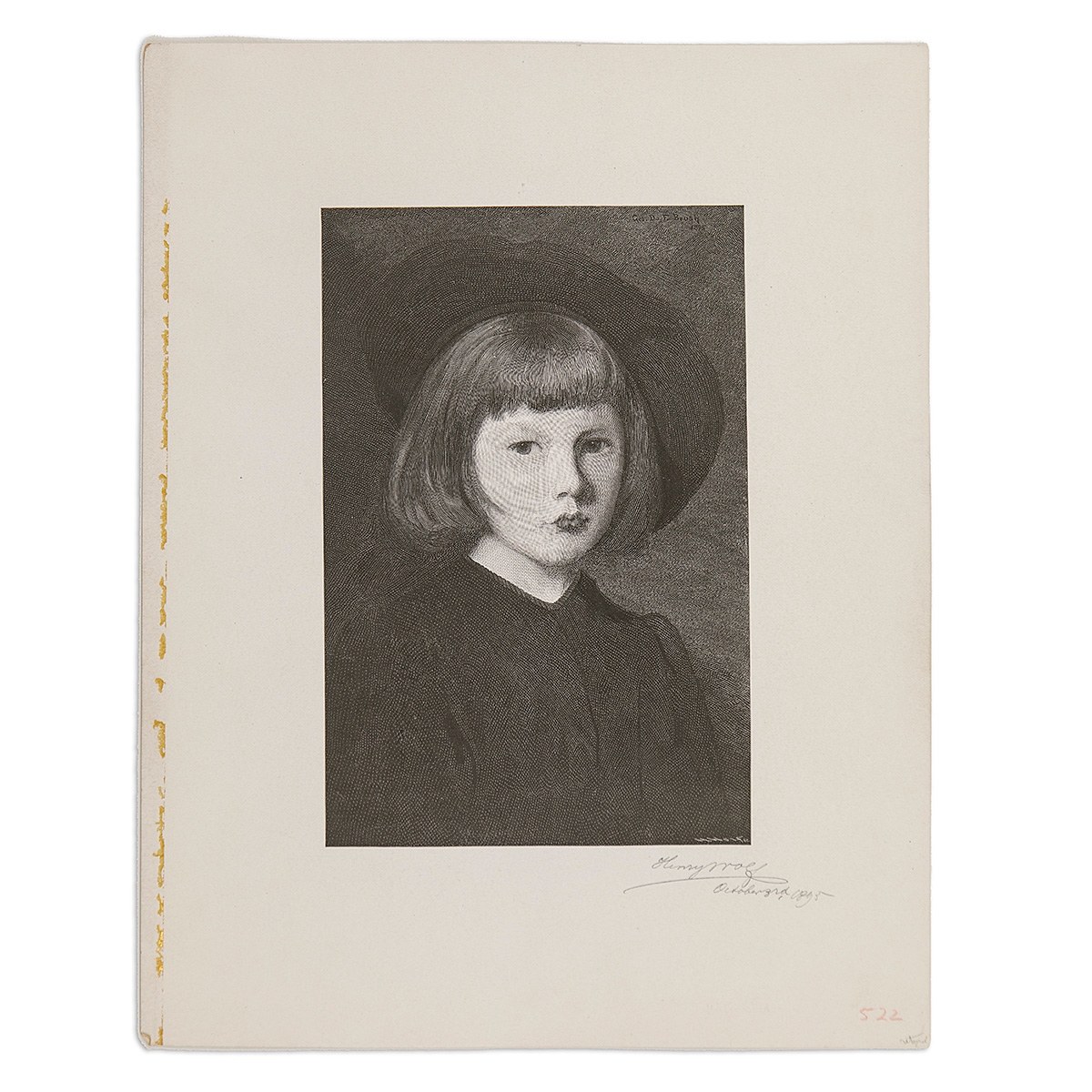 Artwork by Henry Wolf, Portrait of the Artist's Son, Made of black and white wood engraving printed on light stock with mat sleeve