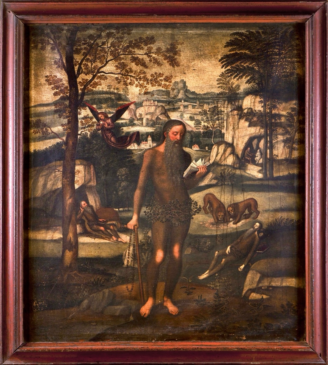 Saint Onophrius within a landscape by Spanish School, 16th Century