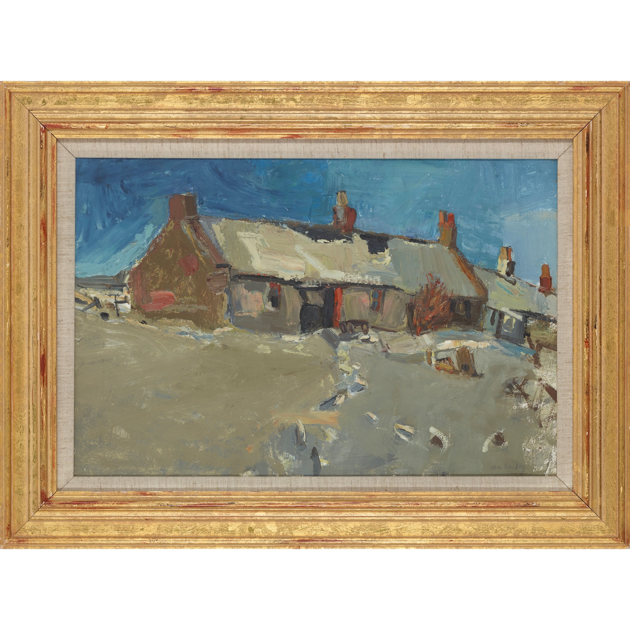 Artwork by Joan Kathleen Hardy Eardley, FOOTSTEPS IN THE SNOW, THE ROW, CATTERLINE; 'Kitchen with Stove', Made of oil on canvas