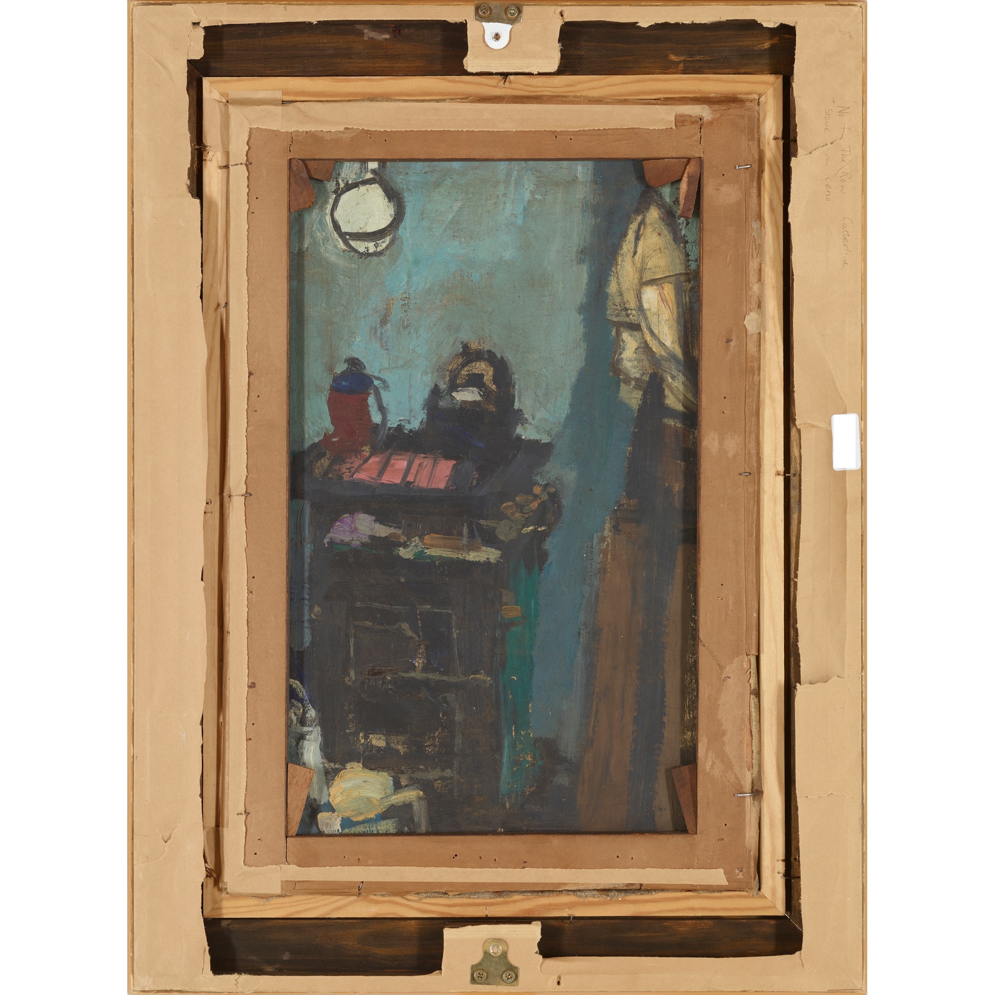 Artwork by Joan Kathleen Hardy Eardley, FOOTSTEPS IN THE SNOW, THE ROW, CATTERLINE; 'Kitchen with Stove', Made of oil on canvas