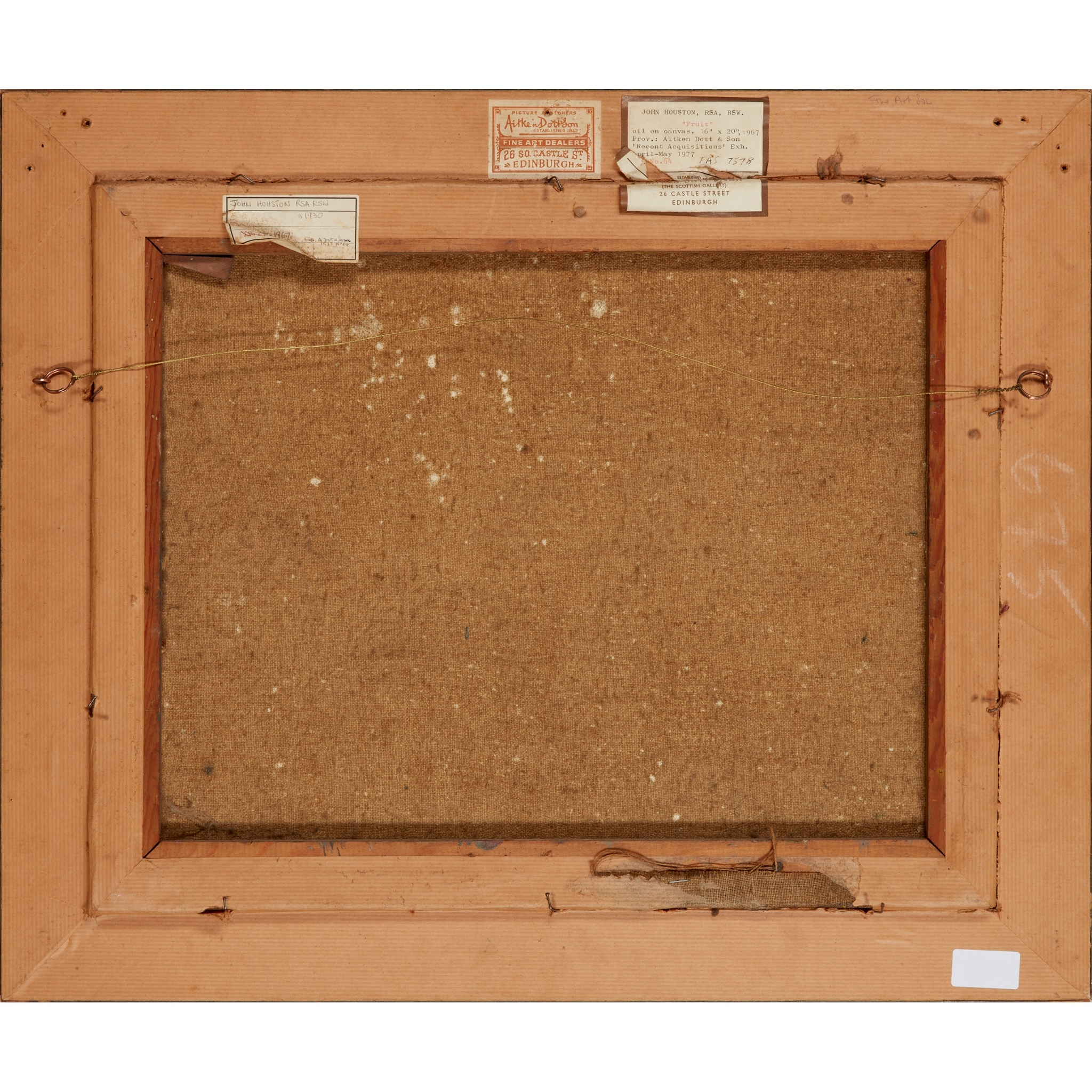 Artwork by John Houston, A STILL LIFE OF FRUIT, Made of oil on canvas