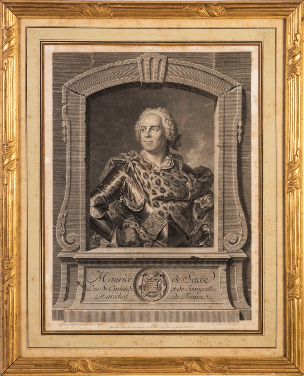 Artwork by Hyacinthe Rigaud, Johann Georg Wille, "Maurice de Saxe, Maréchal de France" 1745, Made of Engraving