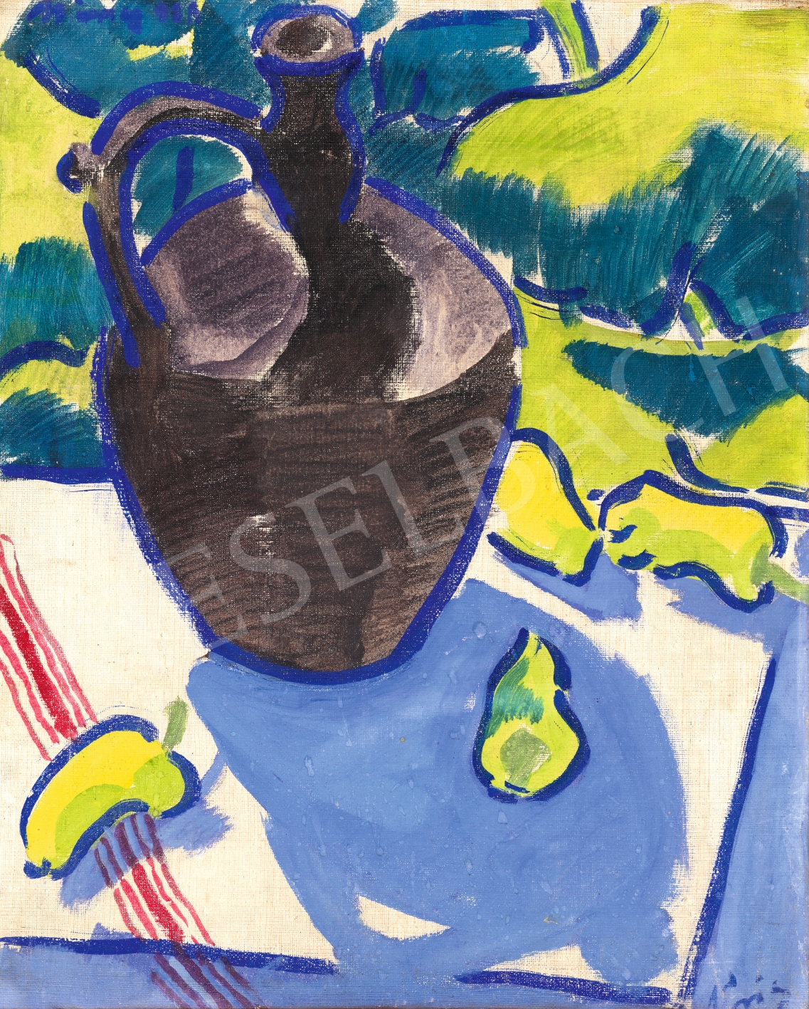 Artwork by Margit Móricz, Summer Lights in the Garden, Made of Tempera on canvas