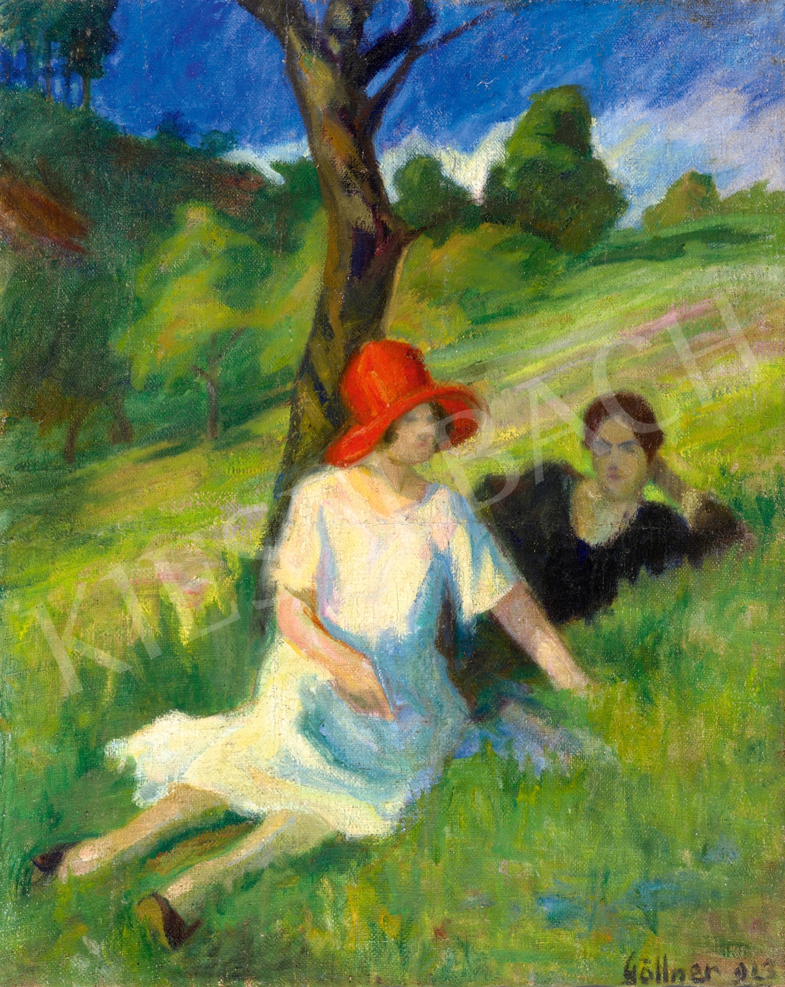 Artwork by Elemér Göllner, Summer in Nagybánya, Made of Oil on canvas