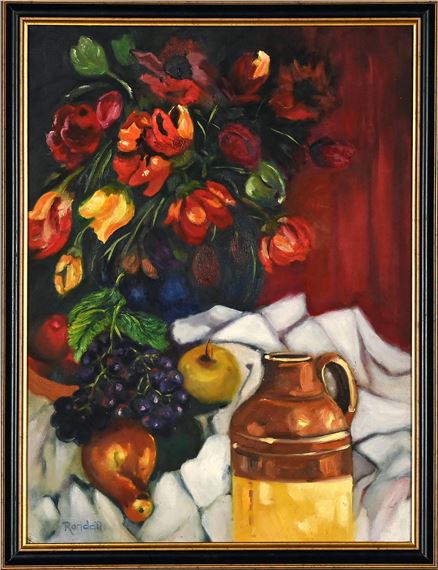 Still Life with Flowers, Jug and Fruit - Val Randall