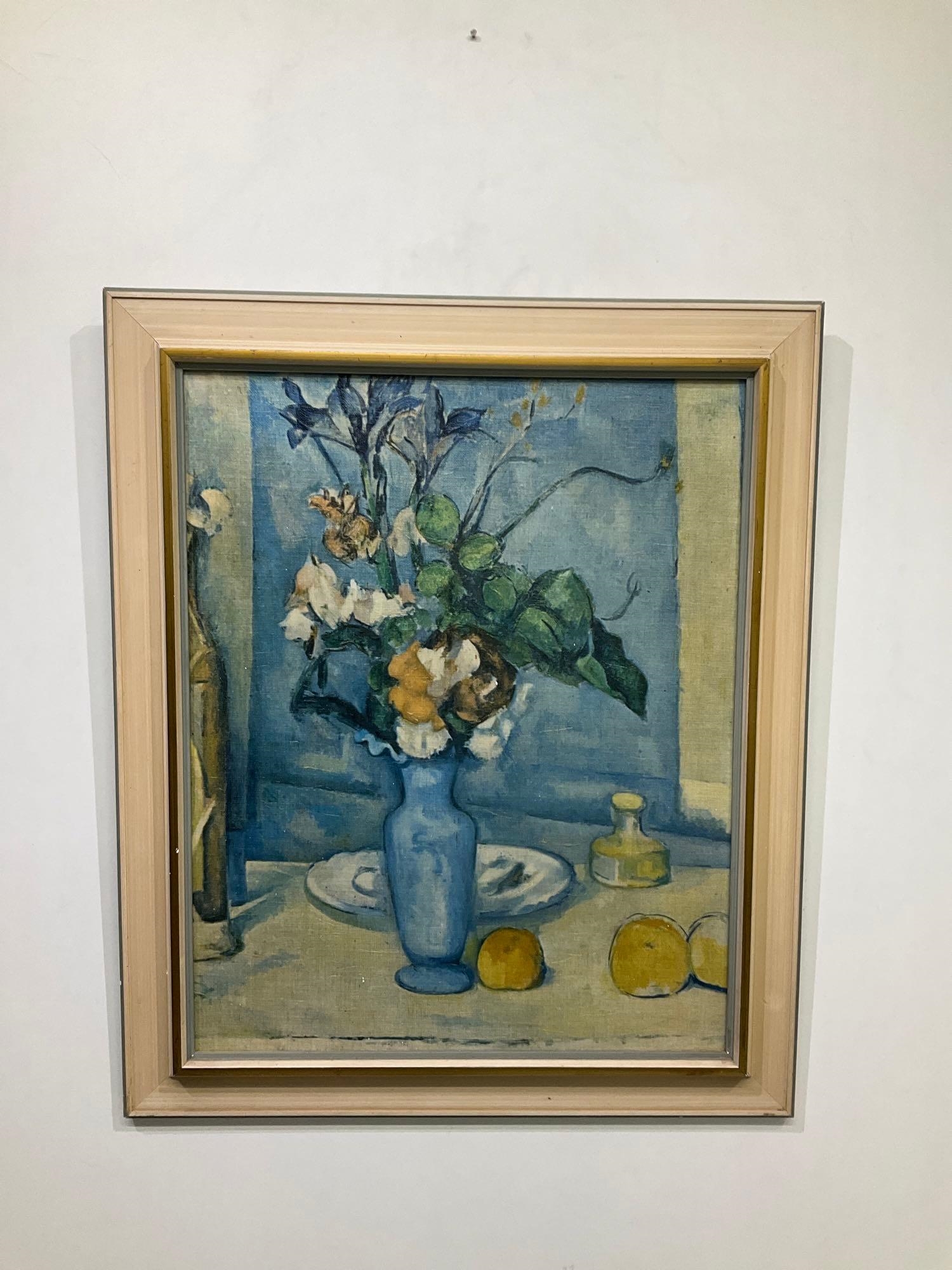 Vase with blue flowers by Paul Cézanne