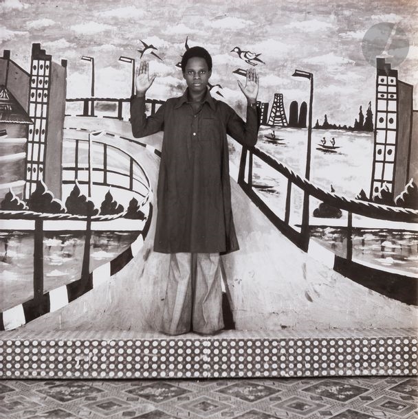 Artwork by Samuel Fosso, Self-portrait. 70's Lifestyle" series, 1975-1978., Made of Silver print