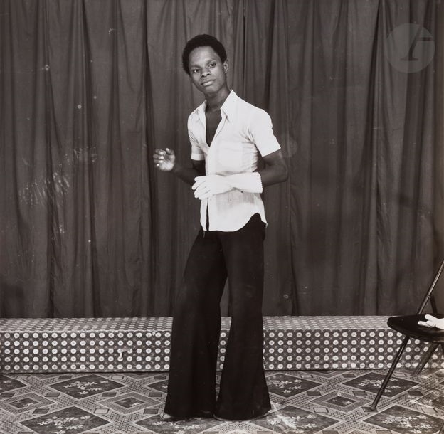 Artwork by Samuel Fosso, Self-portrait. 70's Lifestyle" series, 1975-1978., Made of Silver print