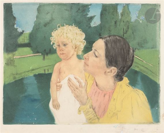 By the Pond. by Mary Cassatt, circa 1898