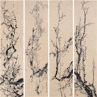 Plum Blossoms in sets of four - KE Guoqiang
