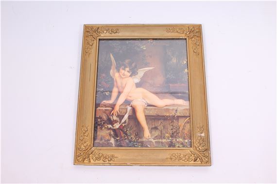 German E. Munier Cherub Print Framed - E. Munier