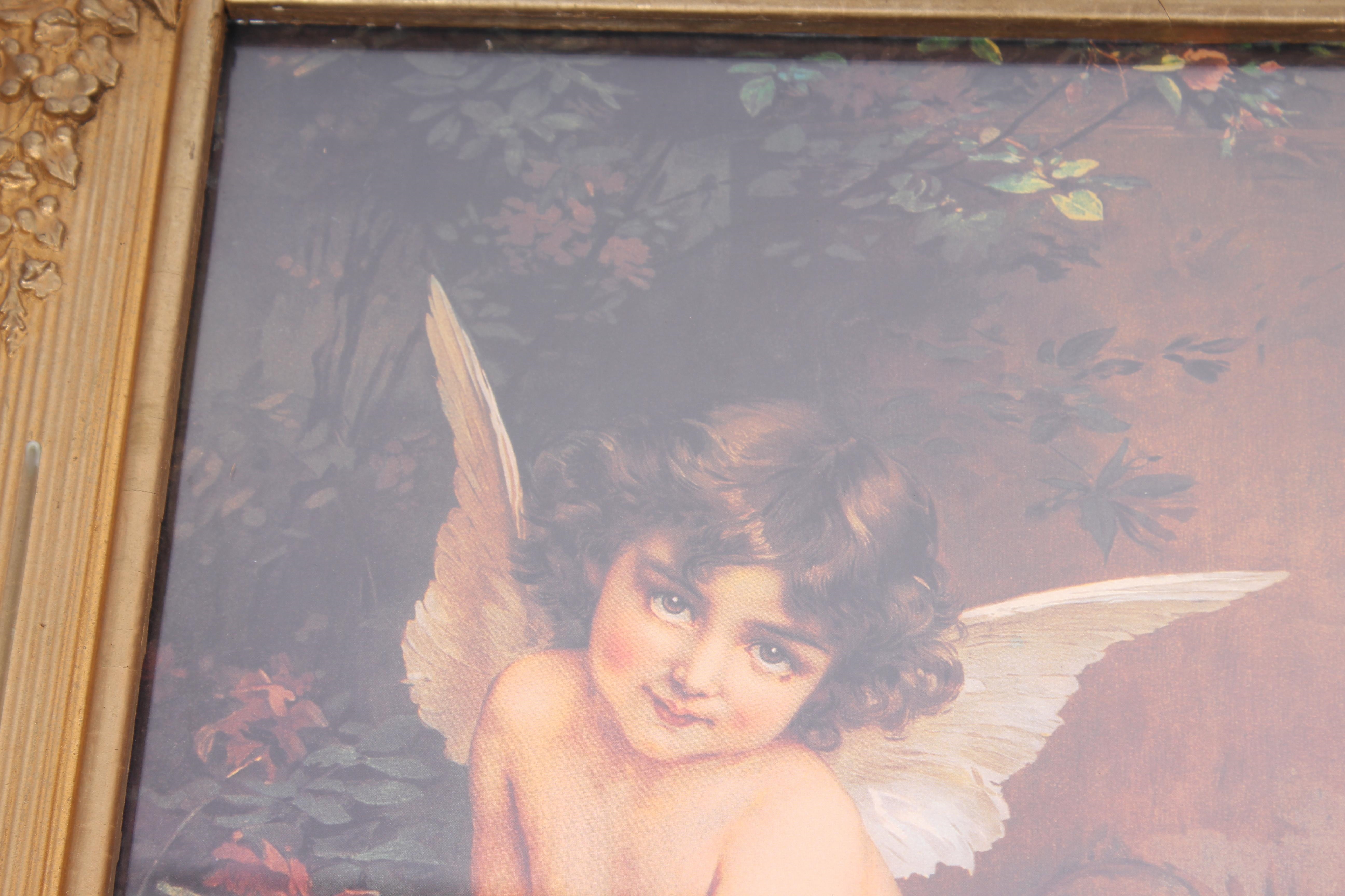 Artwork by E. Munier, German E. Munier Cherub Print Framed, Made of print