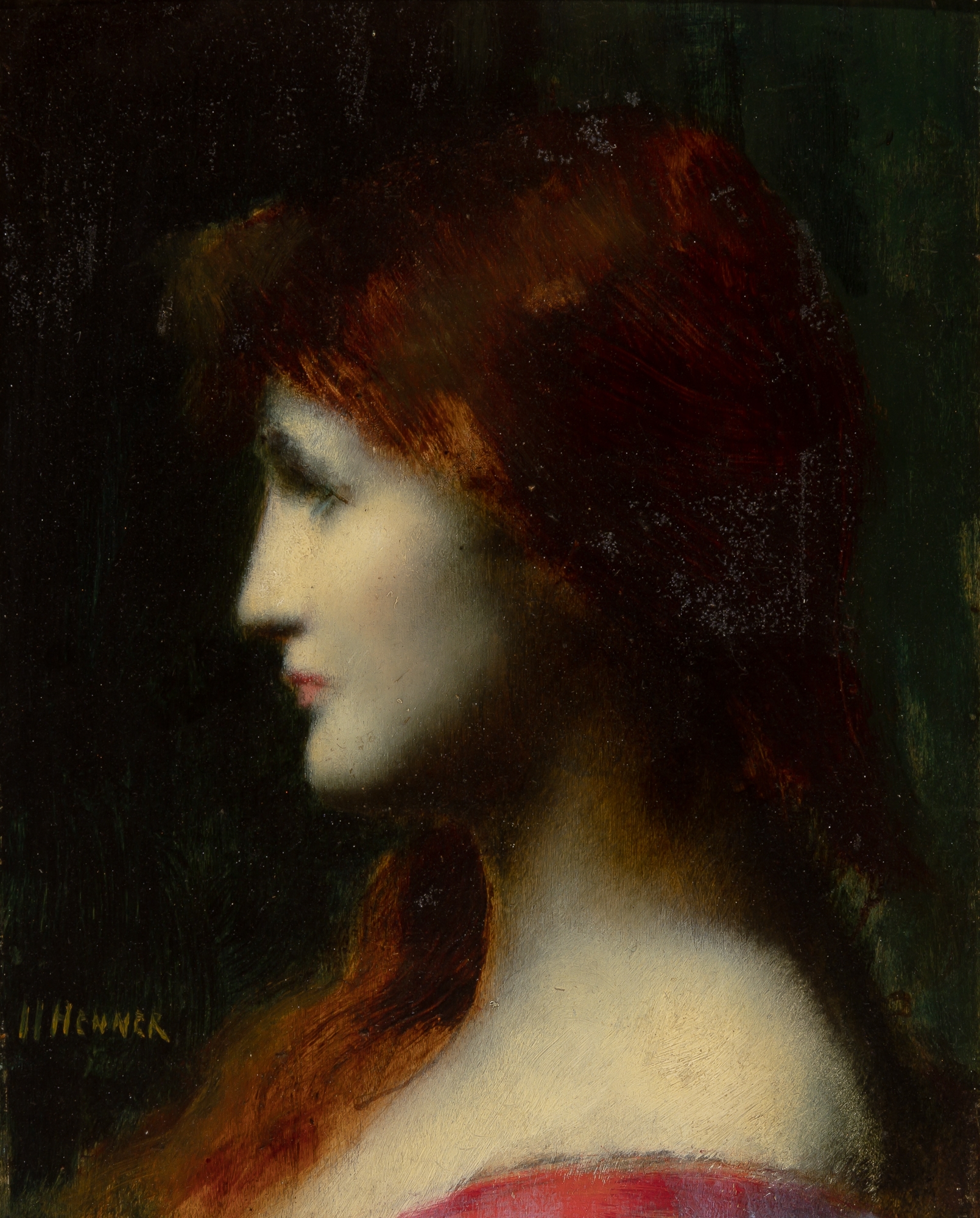 A Woman's Head in Profile by Jean-Jacques Henner