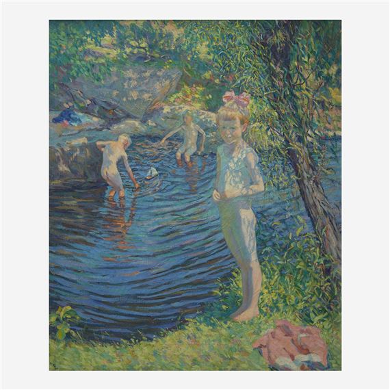 Three Children by the Pond by Roy Cleveland Nuse, '20