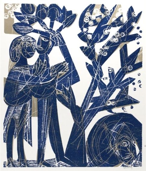 Das Blaue Paar by HAP  Grieshaber, 1972