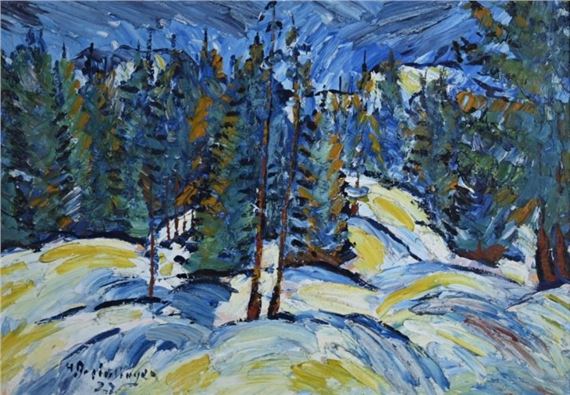 "Winterlandschaft", Tannenbäume im hohen Schnee