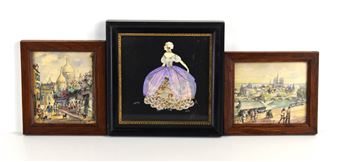 Two small framed watercolours on board depicting Parisian street scenes - J. Ramauge