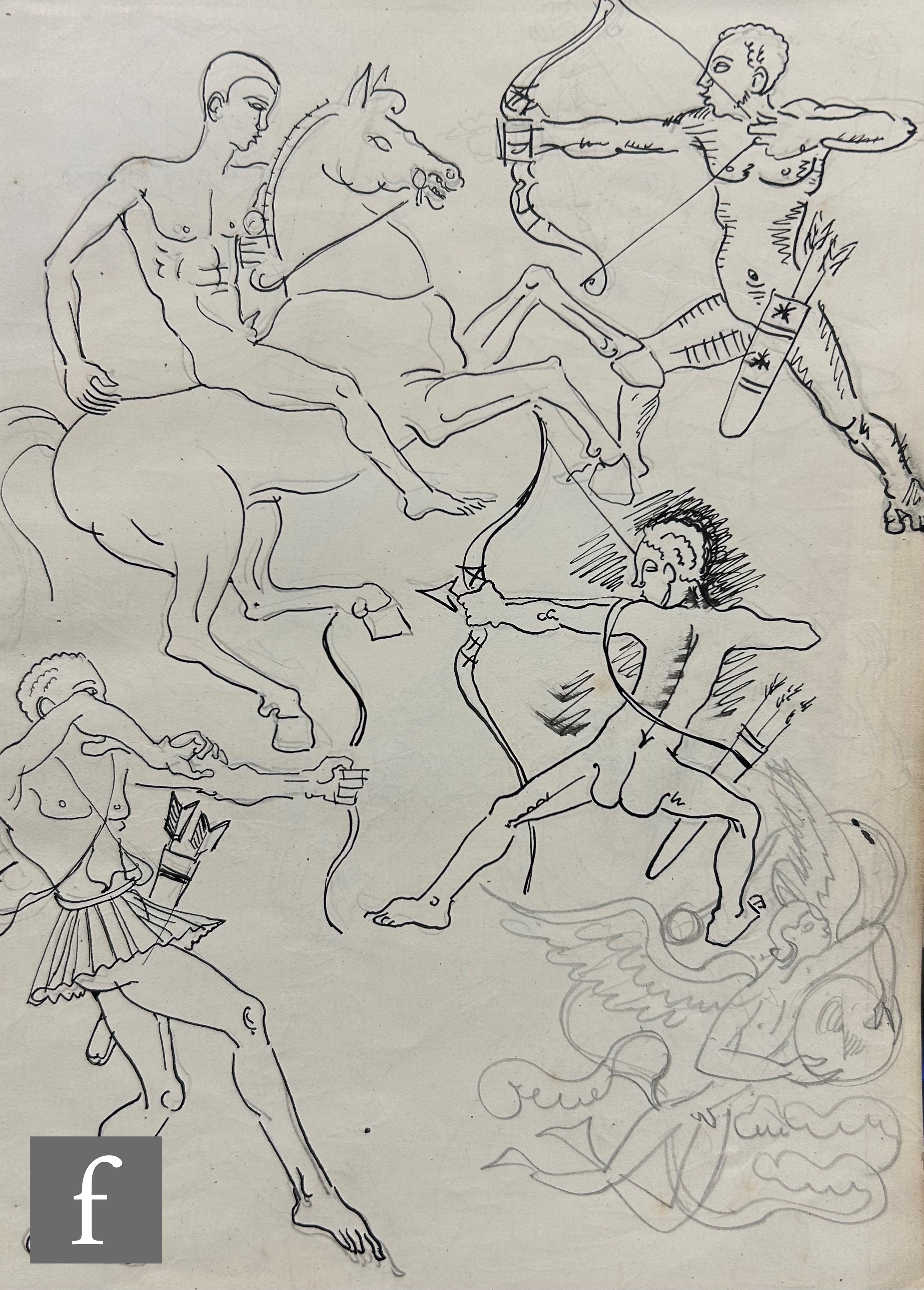 Albert Wainwright | Four sketch book pages depicting figurative studies ...