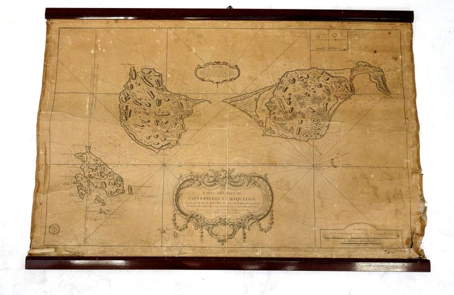 Carte des Isles de Saint-Pierre-et-Miquelon levée par Ordre de M by Jacques Nicolas Bellin, 1763
