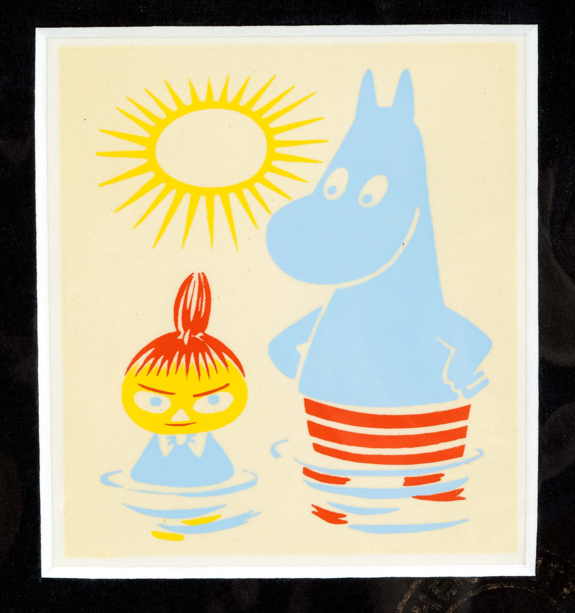 Set of four small color serigraphs of the Finnish-Swedish comic characters ''Mumins'' by Tove Jansson, circa 1956