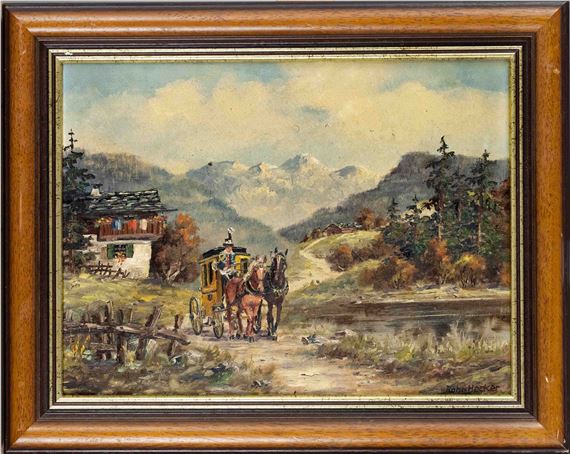 Alpine Landscape with Stagecoach - Friederike Rohr-Hecker
