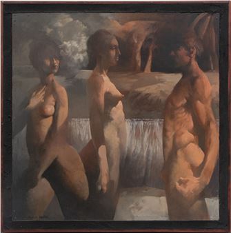 Russell Keeter (American, 1935-1991) Oil On Board, Nude Figures, H 26'' W 26'' - Russell Keeter