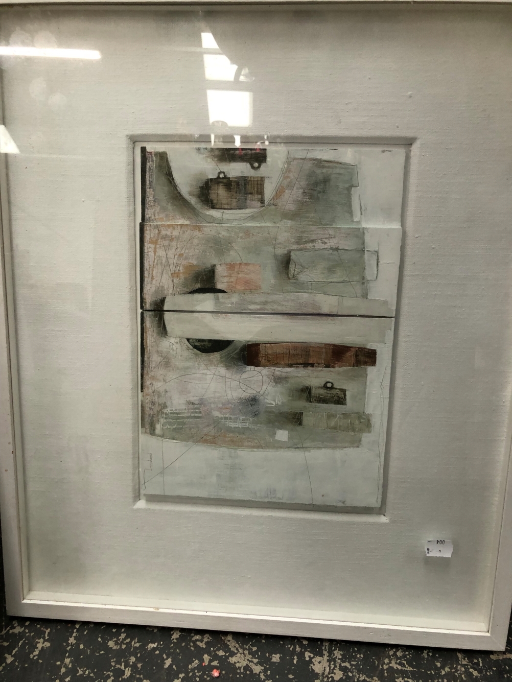 Artwork by Ffiona Lewis, POTS ACROSS - BLUE, TOGETHER WITH ANOTHER ENTITLED GREEN TABLE ACROSS, Made of oil on board