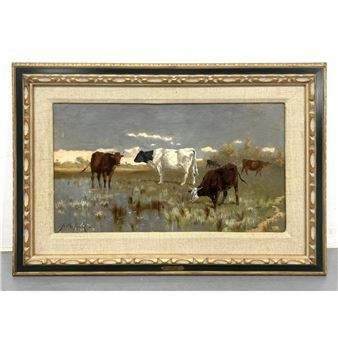 Cows Watering - François-Alexandre Poncy