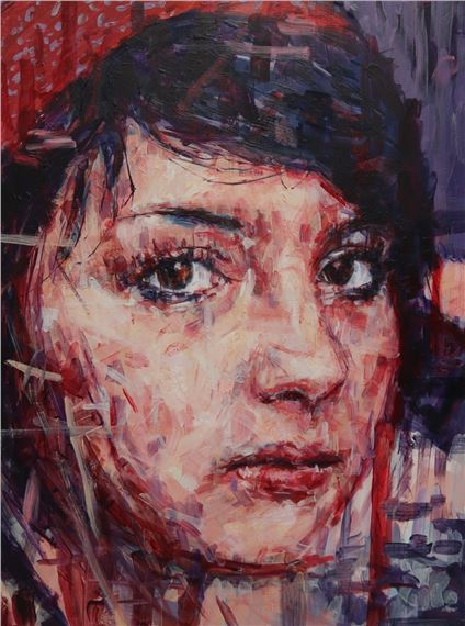 Liam O'Connor Head portrait of a young lady looking outwards Oil on canvas 122 x 81cm ***Artists by Liam O'Connor
