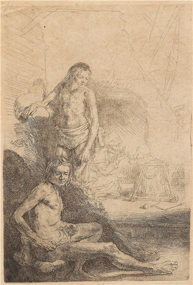 Rembrandt Van Rijn Male Nude Seated And Standing Bartsch 194 New