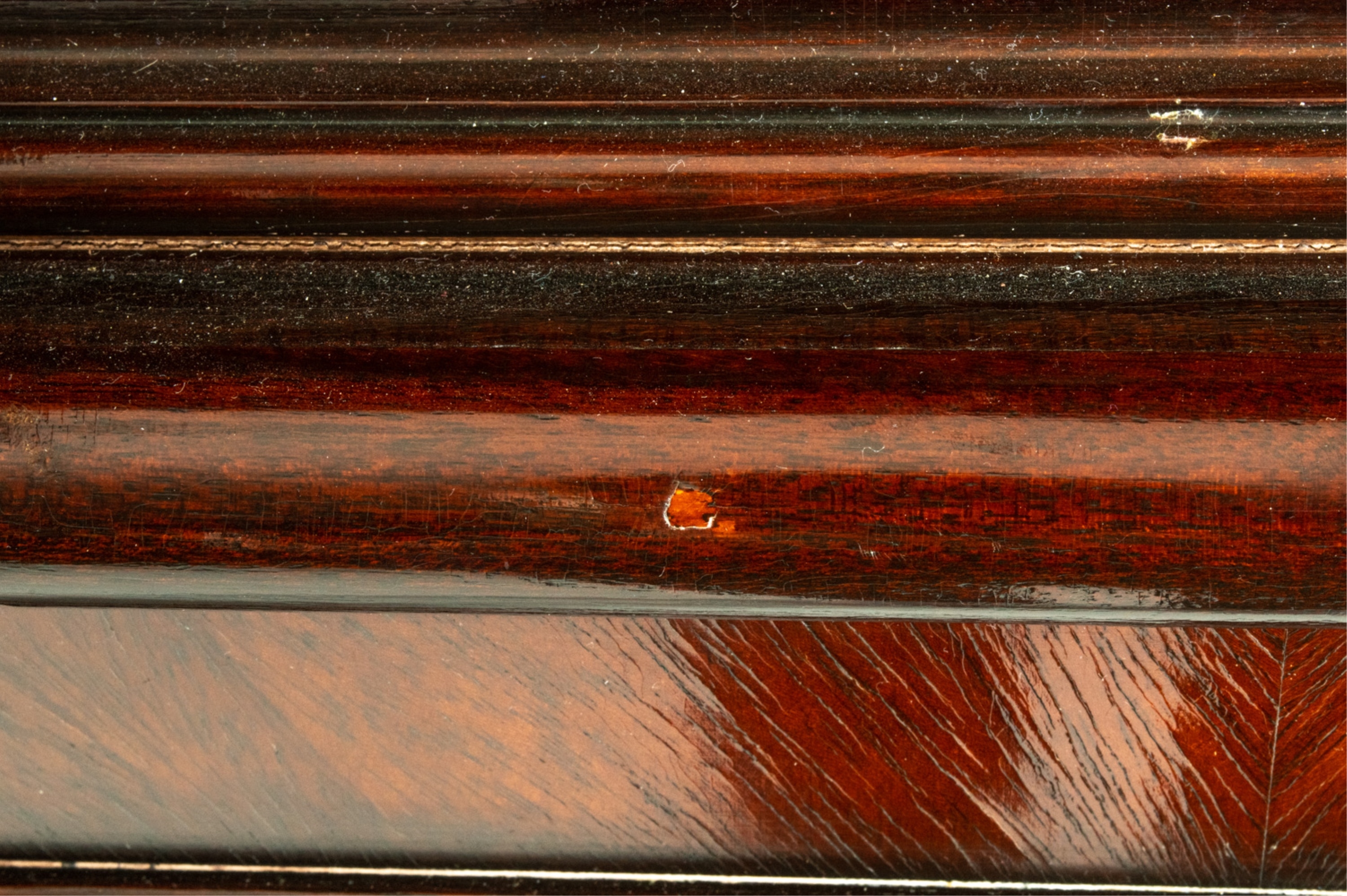 Artwork by W. Montague, PAIR W. MONTAGUE FLAME MAHOGANY DISPLAY CABINETS, Made of mahogany