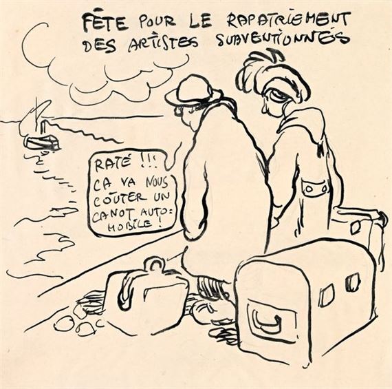 Gus Bofa | SHUTTLE FOR THE REPATRIATION OF THE SUBSIDIZED ARTISTS ...
