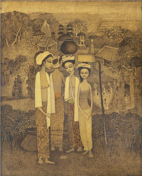 Life in Bali by Cheong Soo Pieng, Painted in 1977