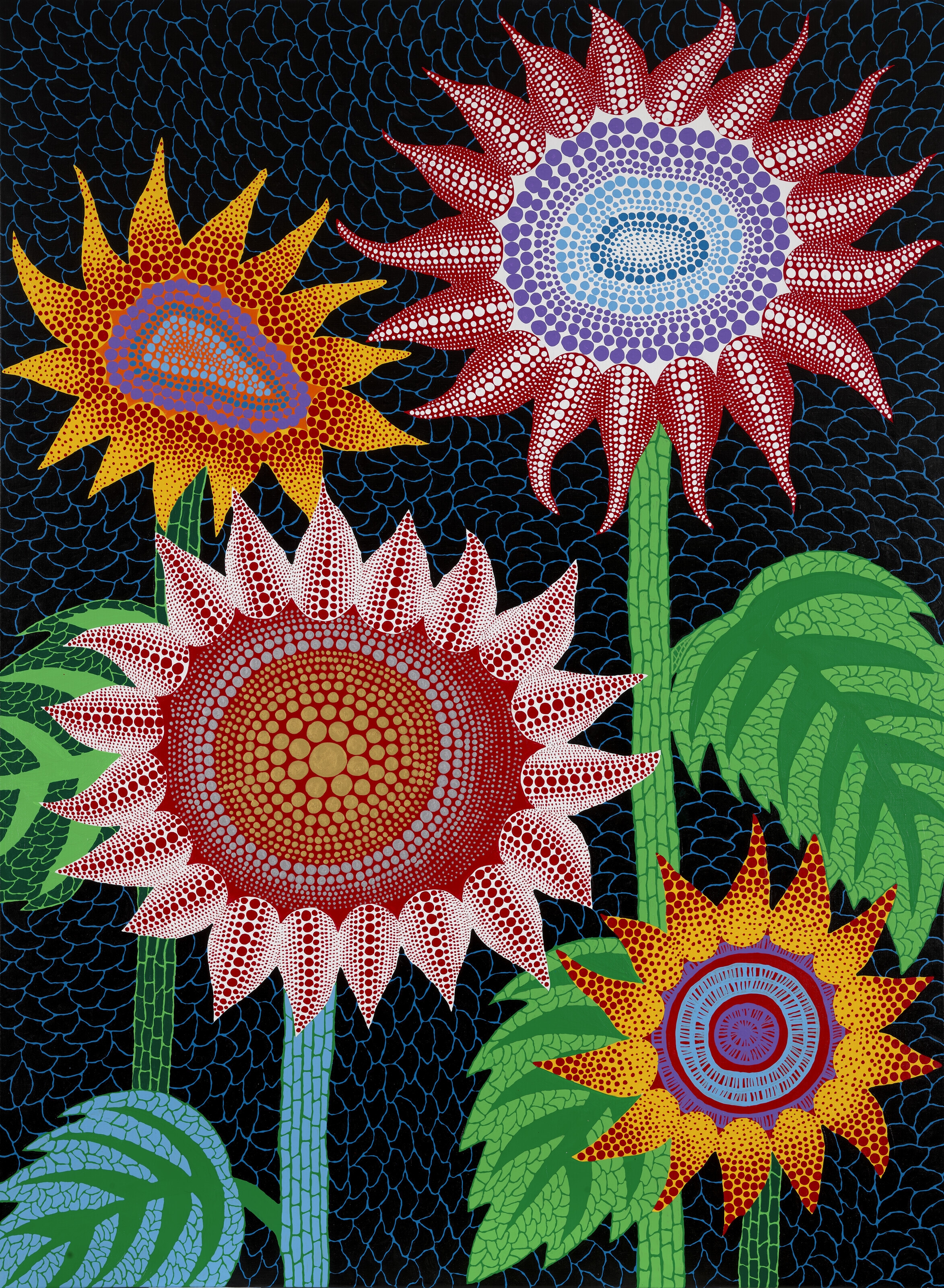 Artwork by Yayoi Kusama, Flowers, Made of acrylic on canvas