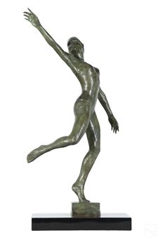 Figural work depicting a female ballerina figure. Verdigris with lacquered finish - Marc Mellon