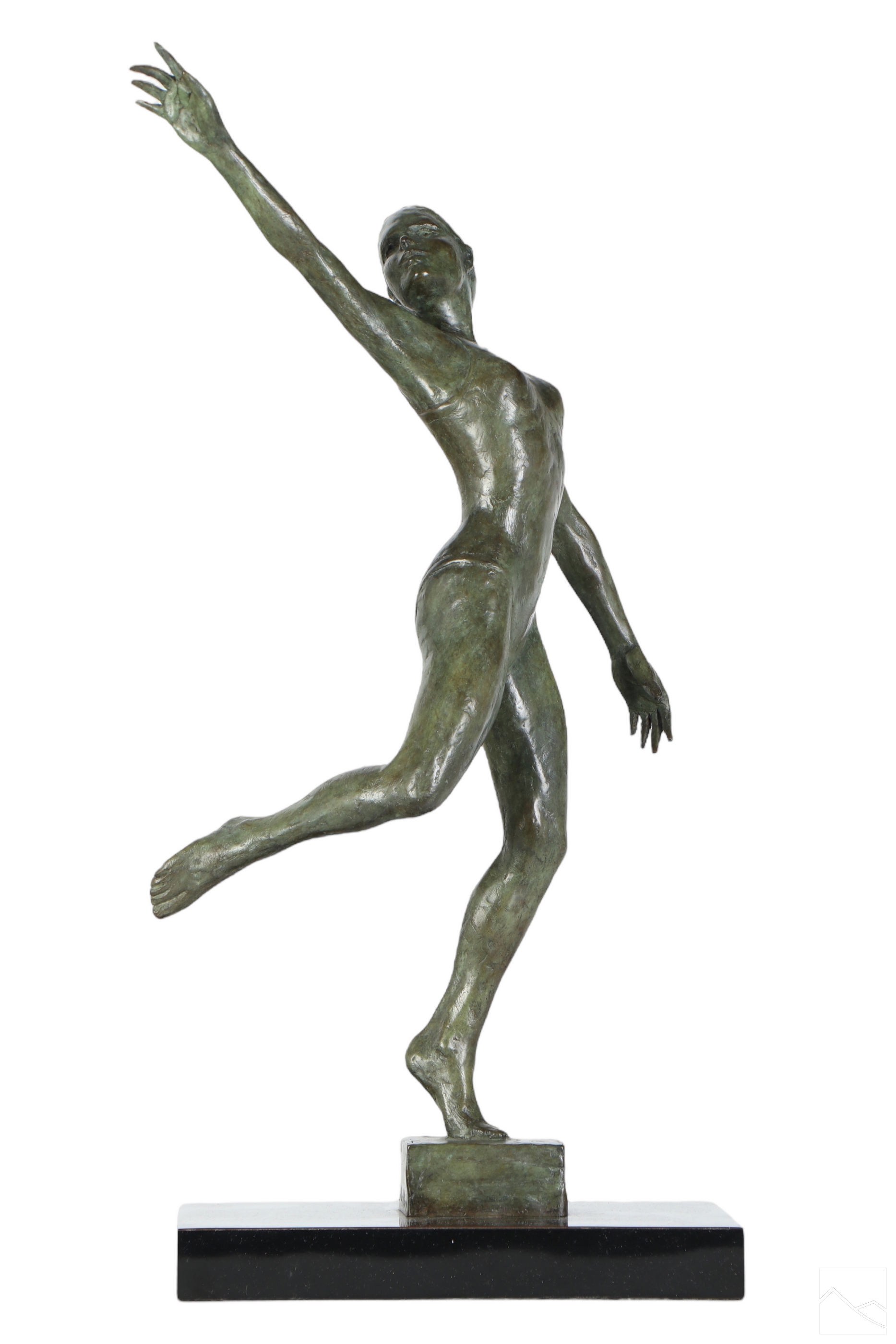 Artwork by Marc Mellon, Figural work depicting a female ballerina figure. Verdigris with lacquered finish, Made of Verdigris with lacquered