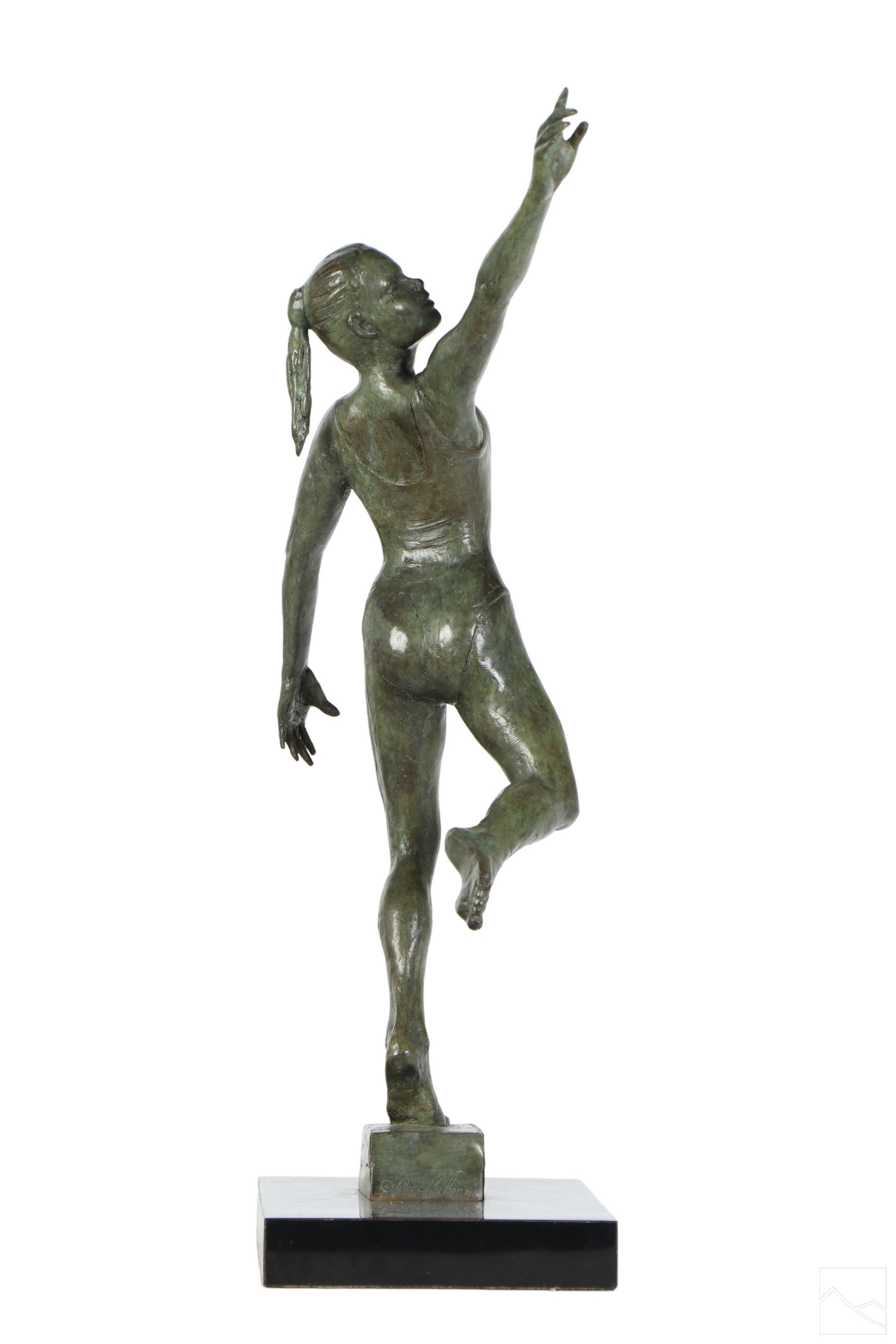 Artwork by Marc Mellon, Figural work depicting a female ballerina figure. Verdigris with lacquered finish, Made of Verdigris with lacquered