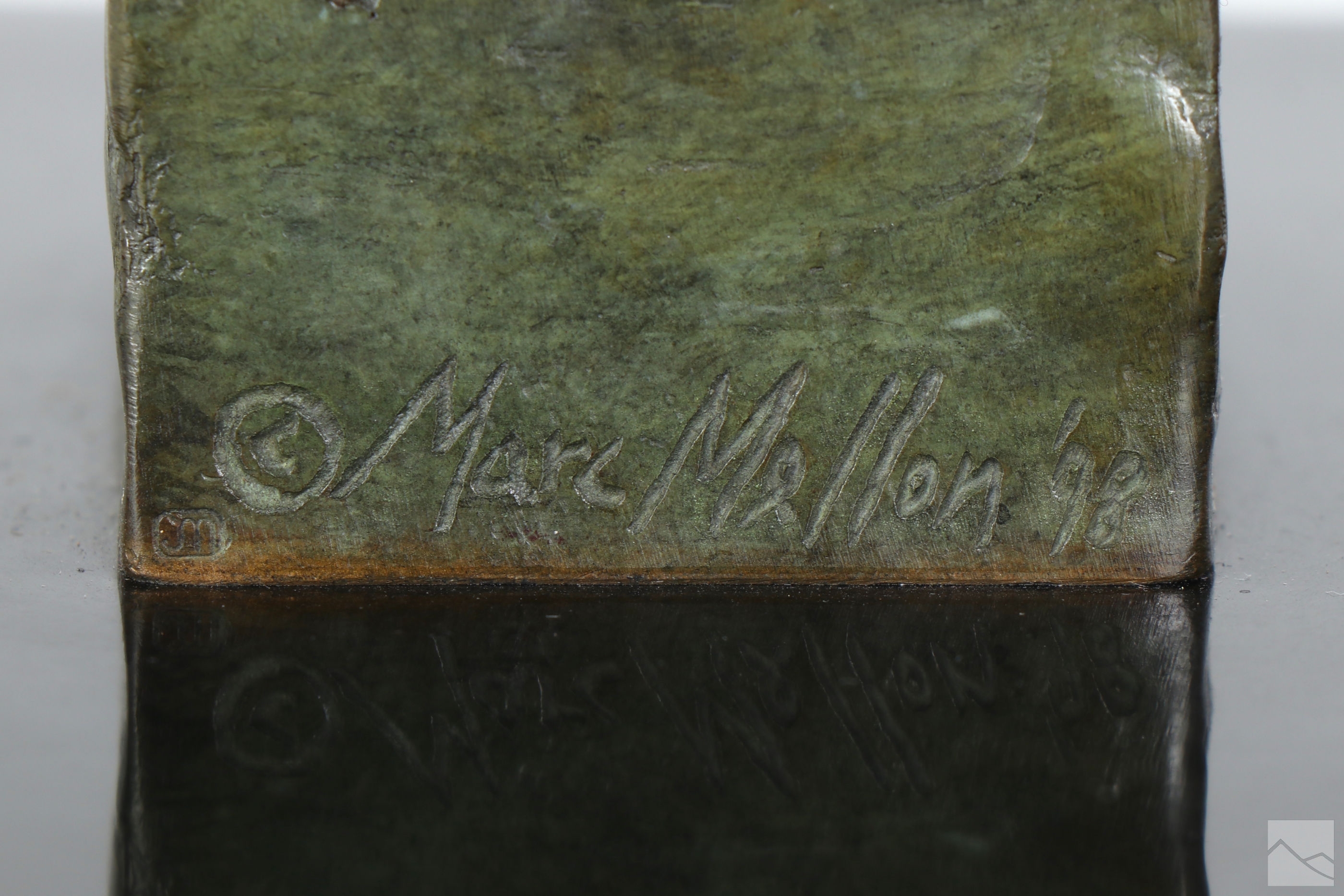 Artwork by Marc Mellon, Figural work depicting a female ballerina figure. Verdigris with lacquered finish, Made of Verdigris with lacquered