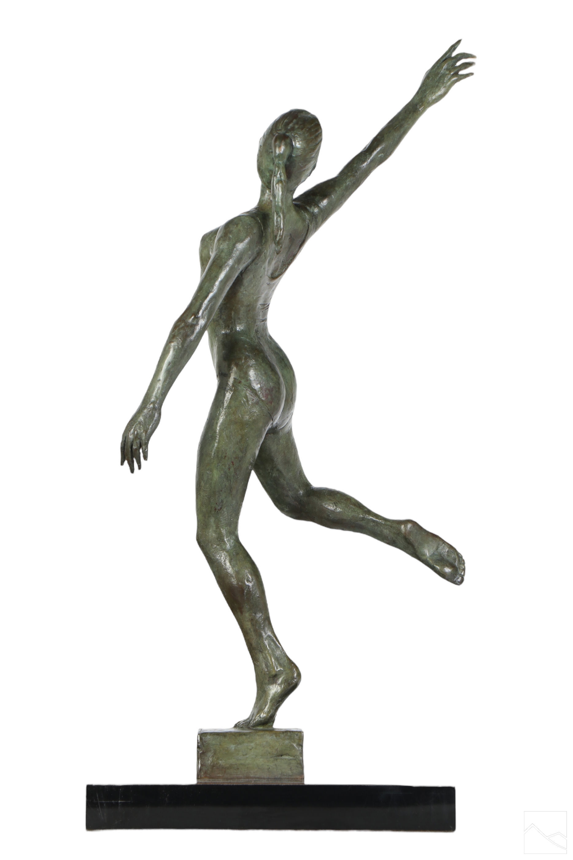 Artwork by Marc Mellon, Figural work depicting a female ballerina figure. Verdigris with lacquered finish, Made of Verdigris with lacquered