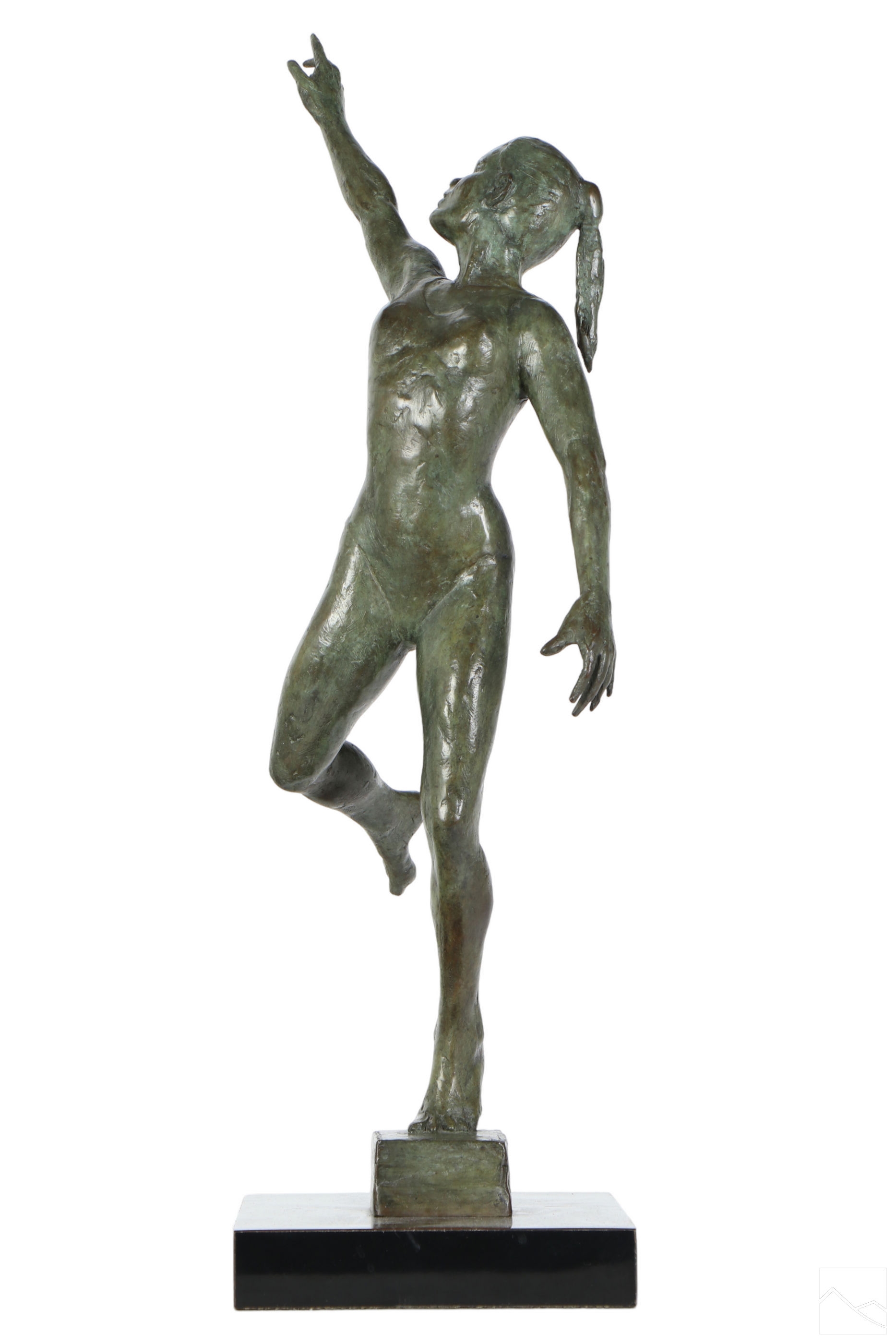 Artwork by Marc Mellon, Figural work depicting a female ballerina figure. Verdigris with lacquered finish, Made of Verdigris with lacquered